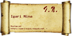 Igari Nina névjegykártya